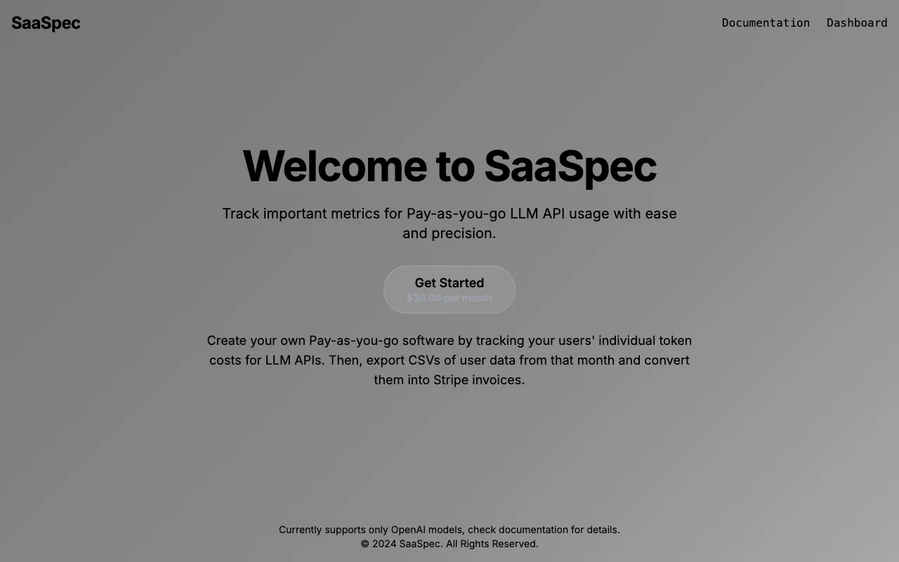 SaaSpec — preview screenshot