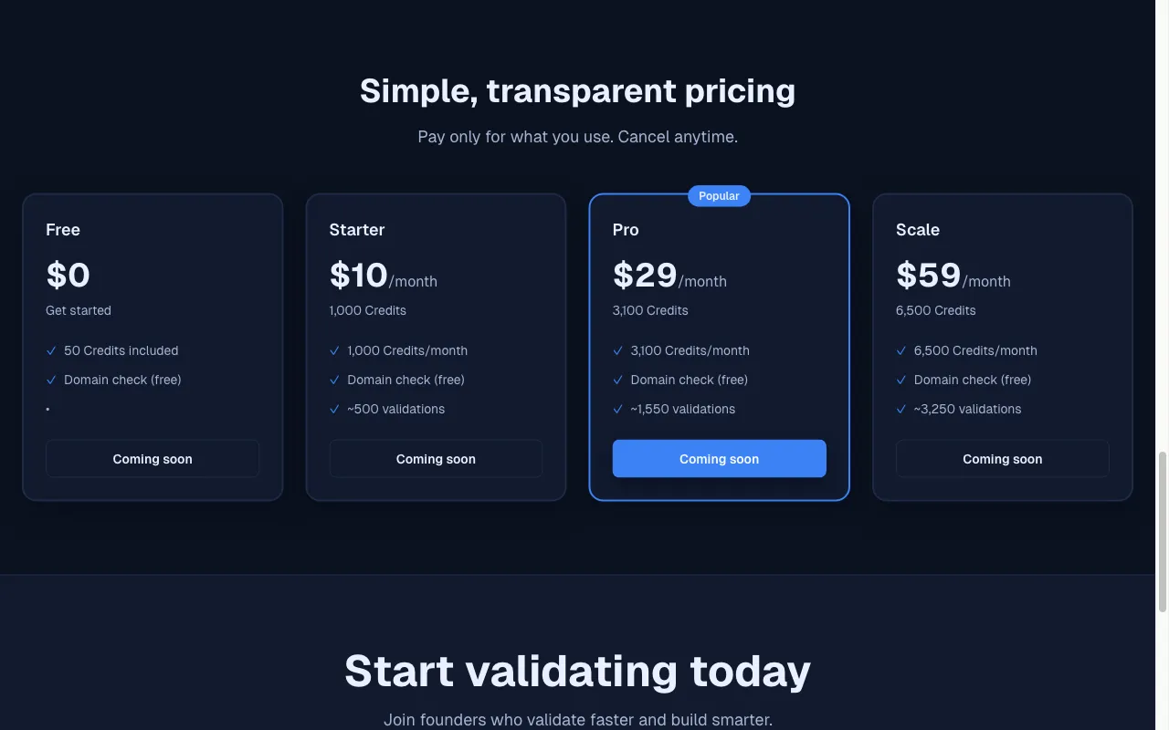 SaasQuiver — pricing page