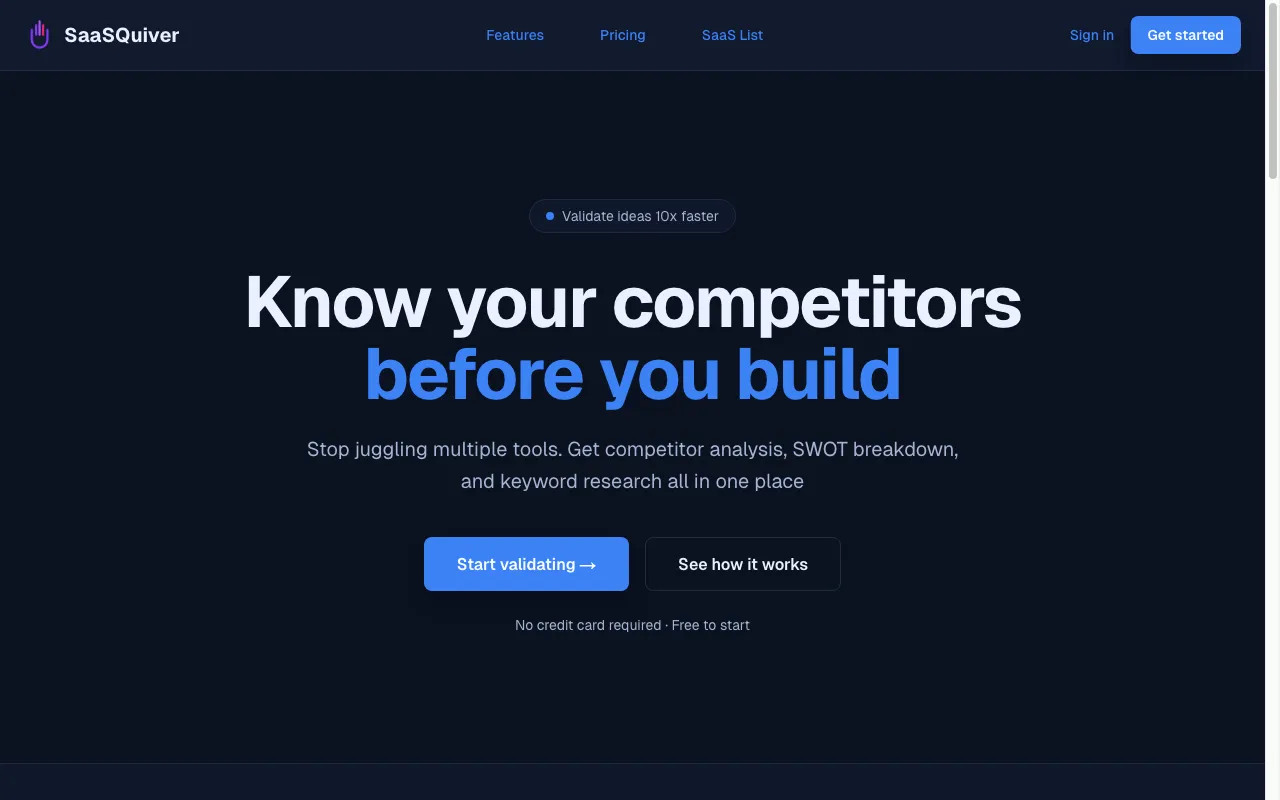 SaasQuiver — preview screenshot