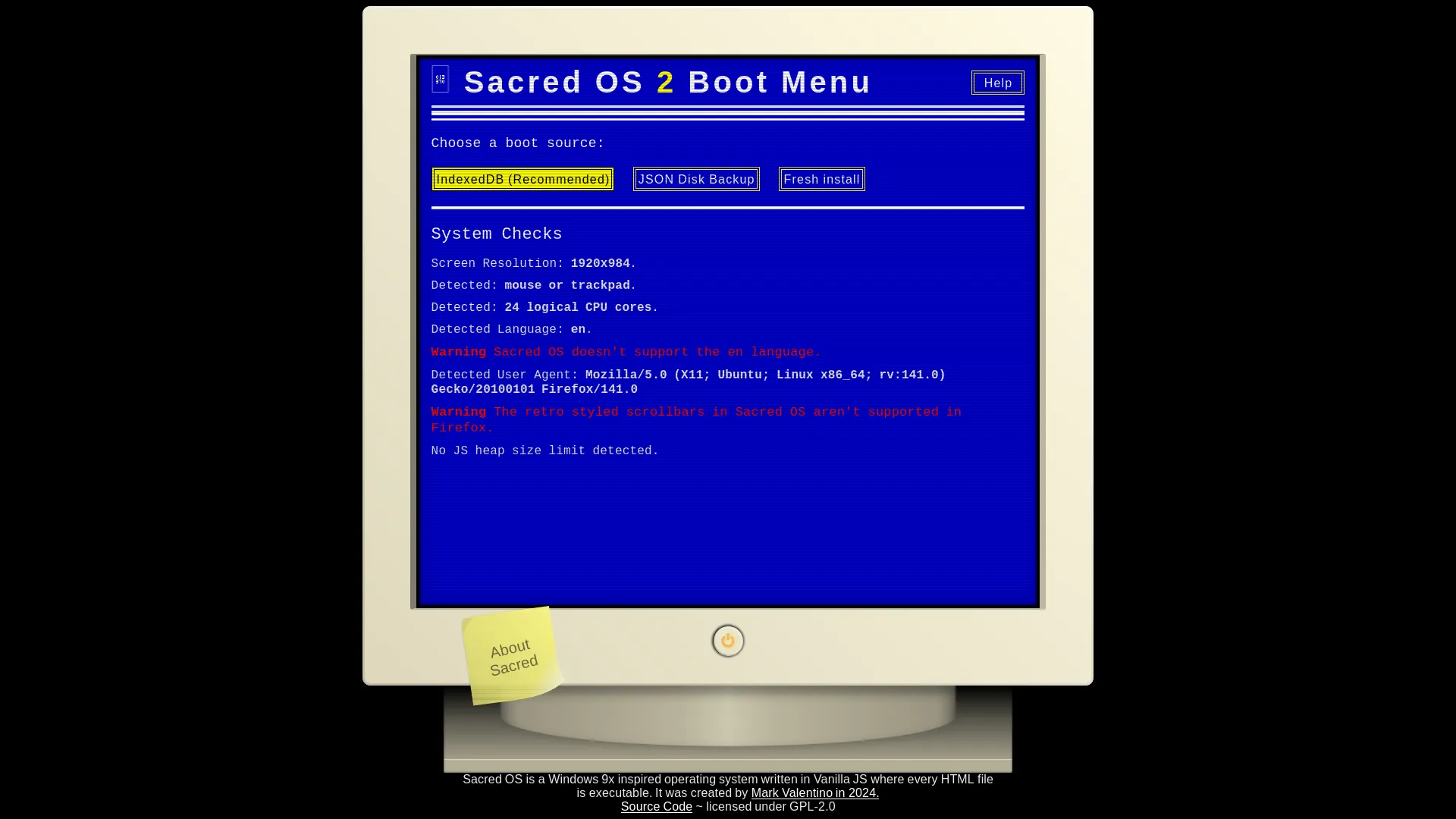 Sacred OS — preview screenshot