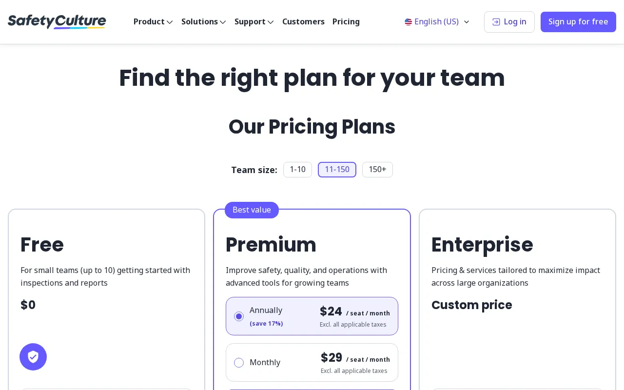 Safetyculture — pricing page