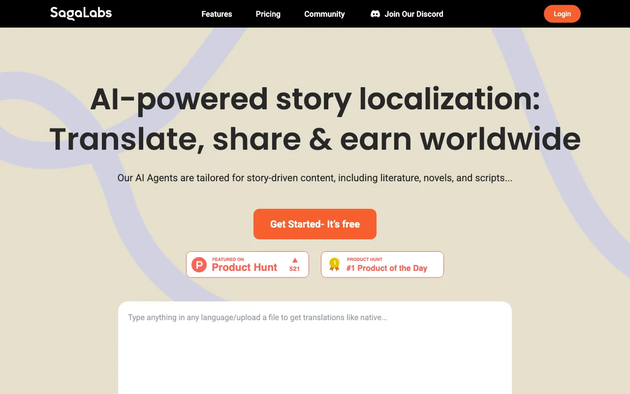SagaLabs — preview screenshot