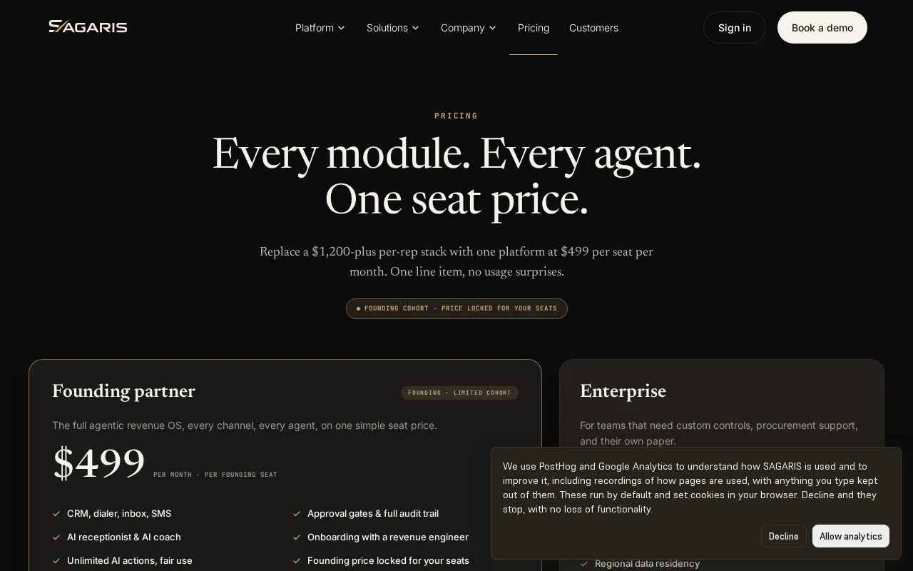 SAGARIS — pricing page