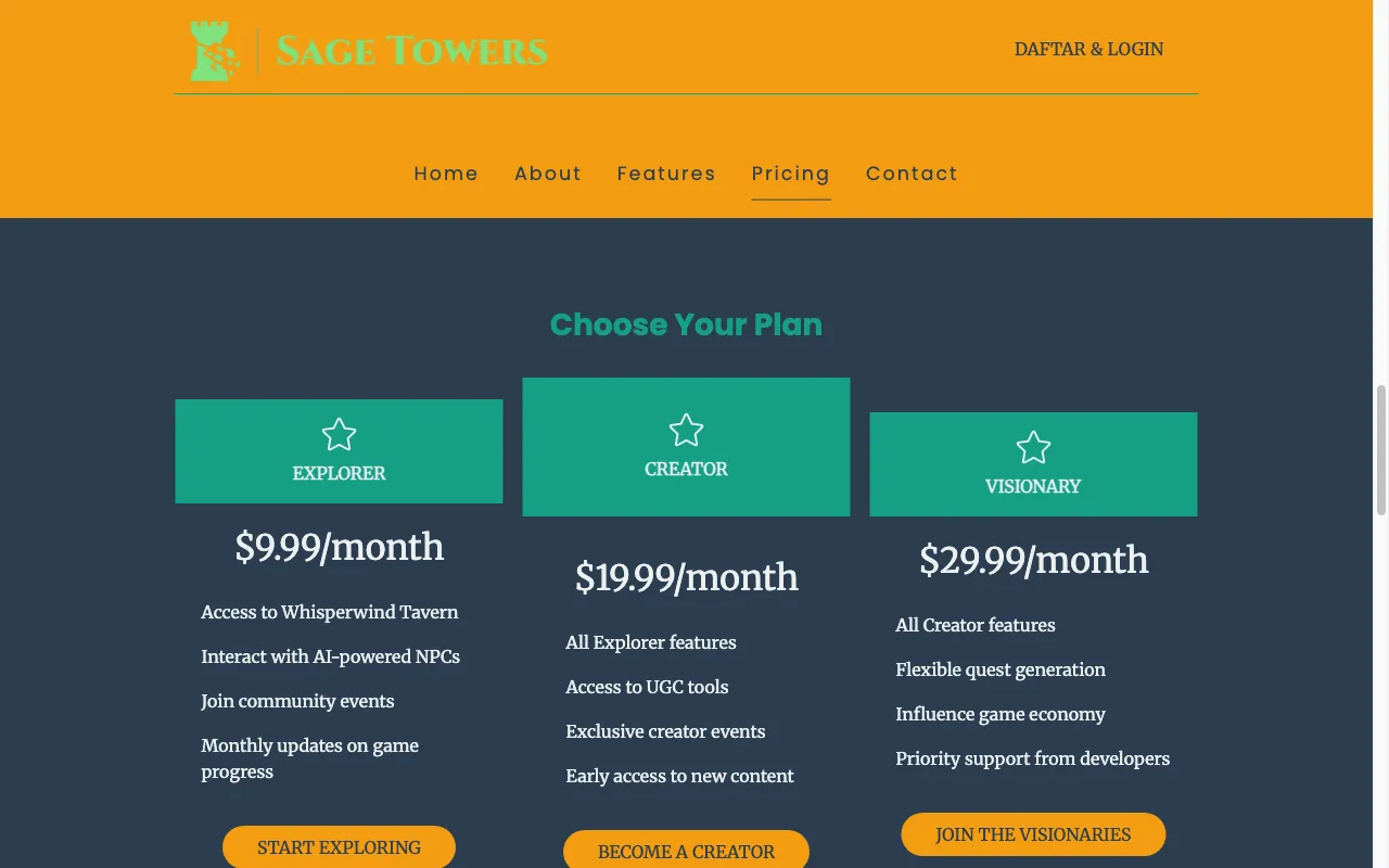 Sage Towers — pricing page