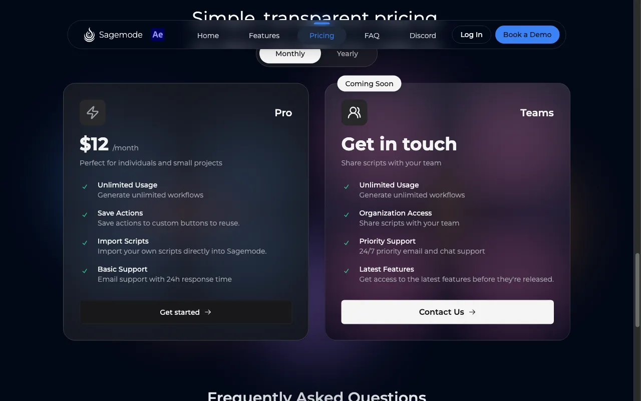 Sagemode AI — pricing page