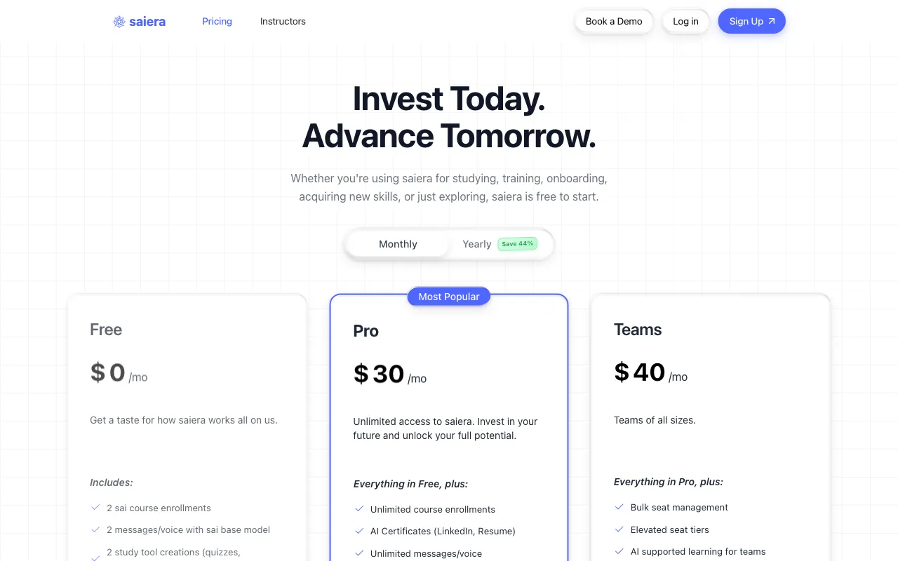 sai — pricing page