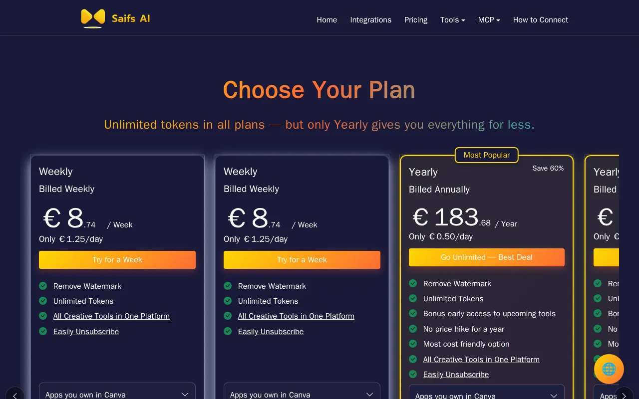 Saifs — pricing page