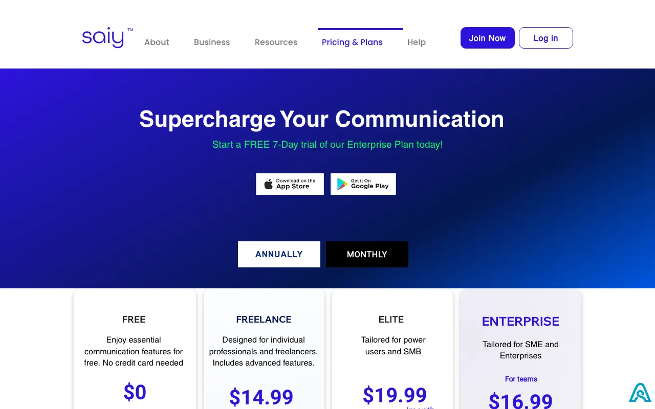 SAiY™ — pricing page