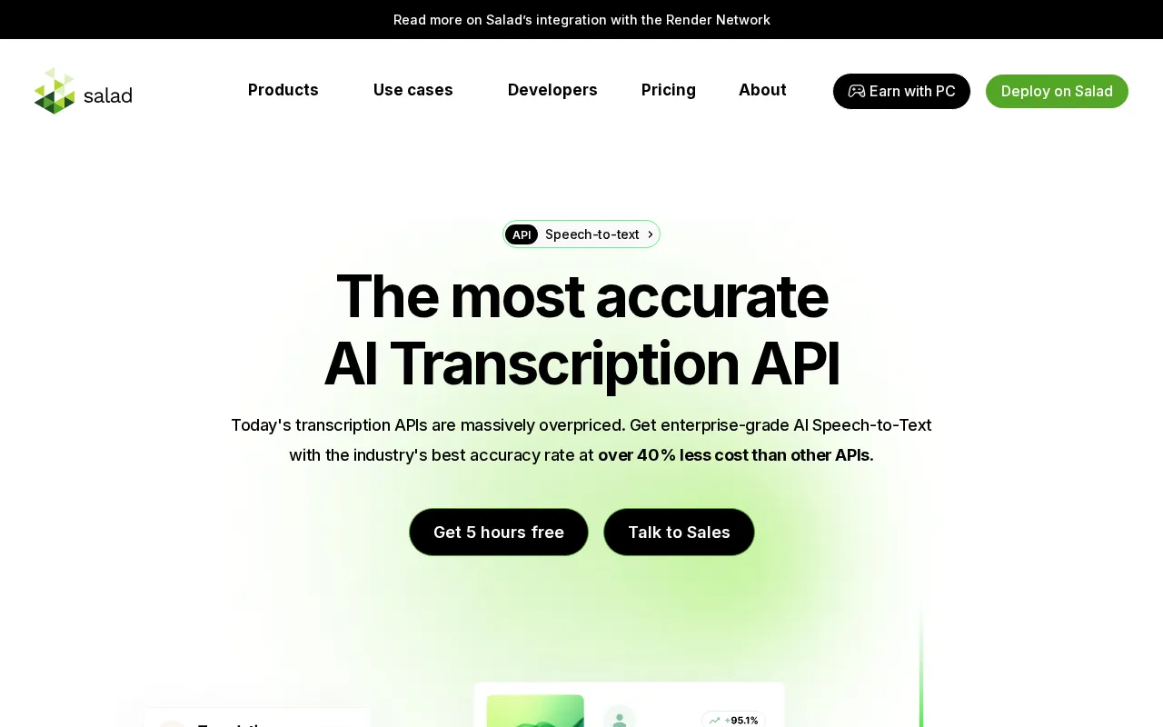 Salad Transcription API — preview screenshot