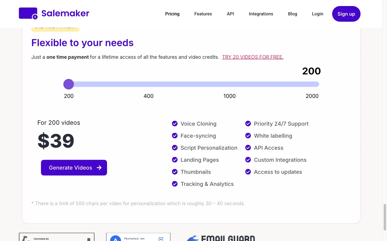 Salemaker — pricing page
