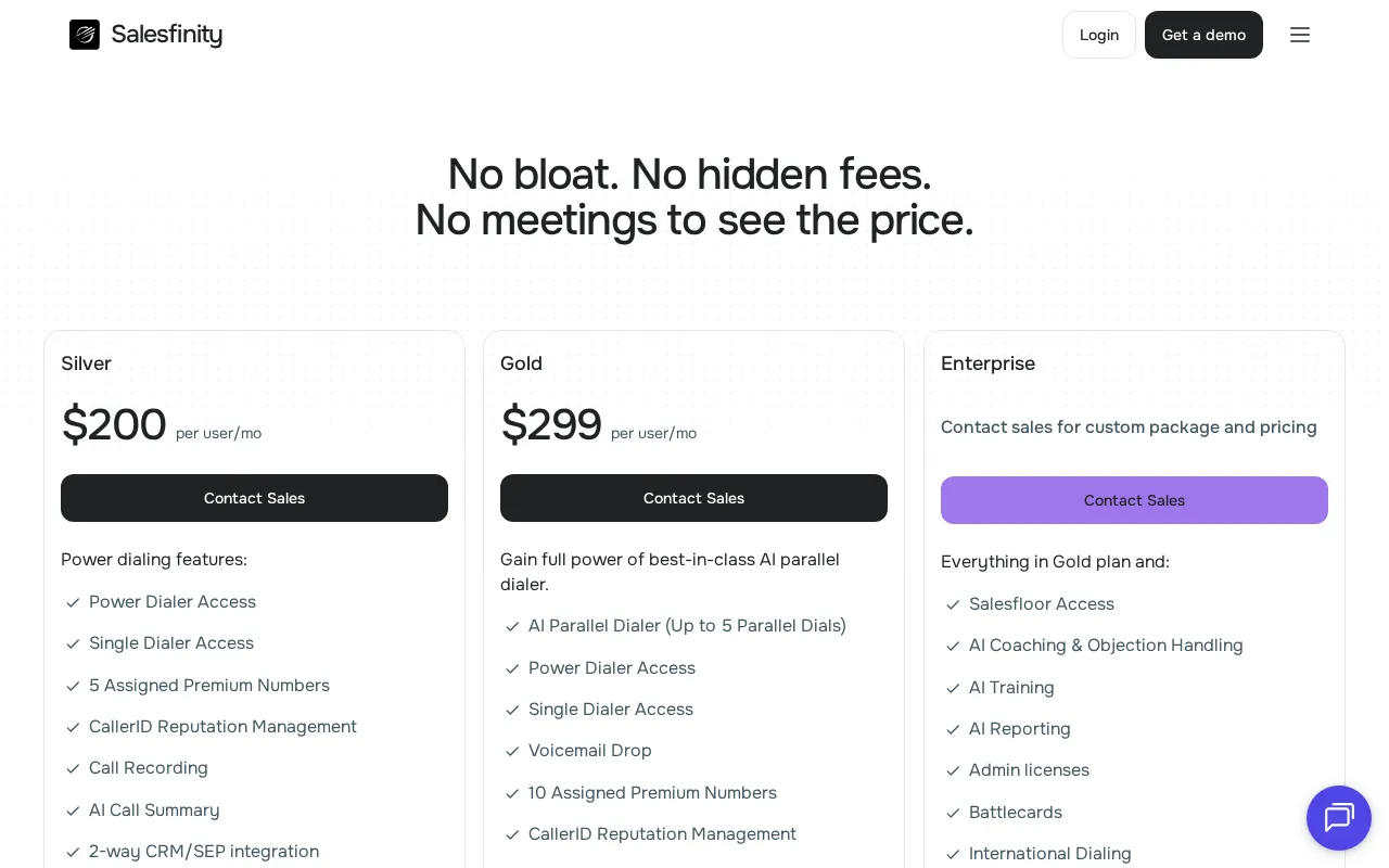 Salesfinity — pricing page