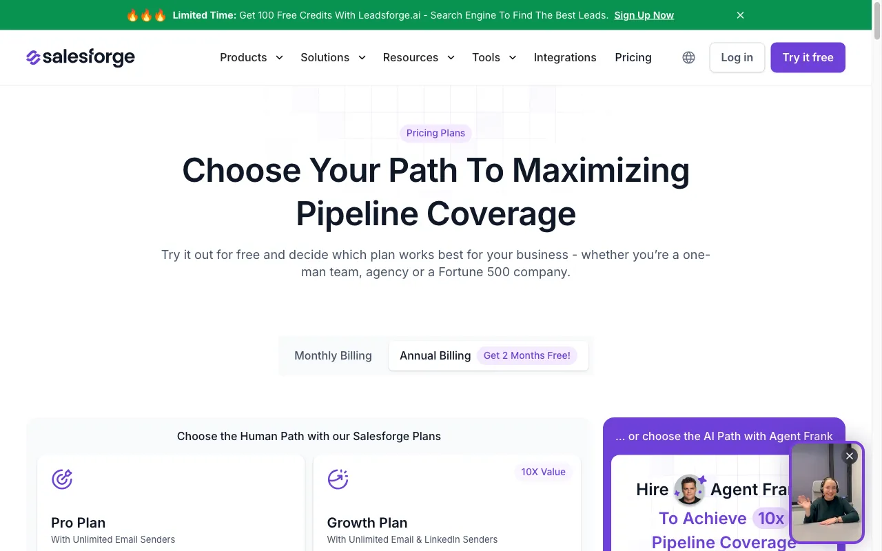 Salesforge — pricing page
