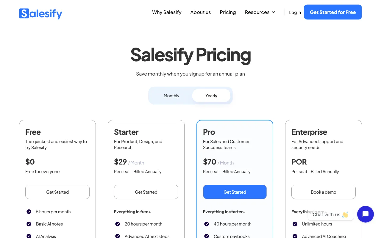 Salesify — pricing page