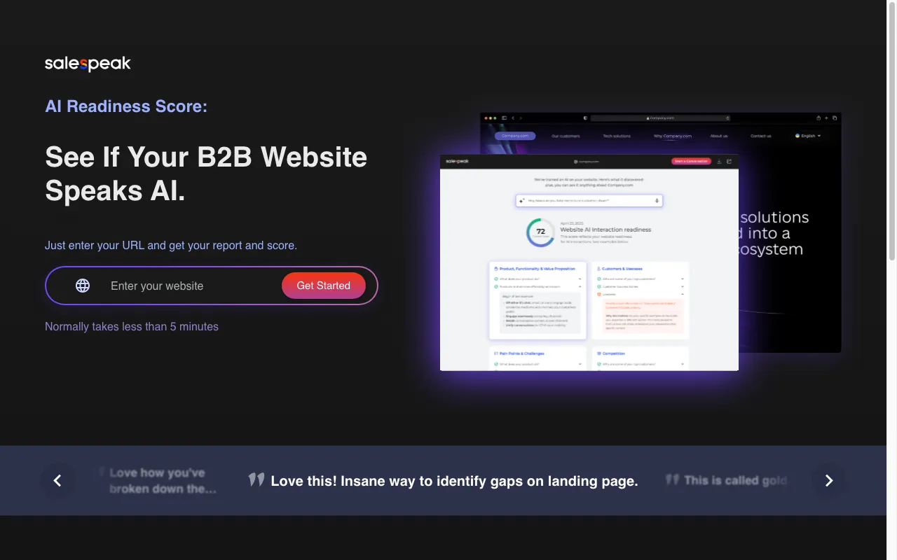Salespeak AI Website Grader — preview screenshot