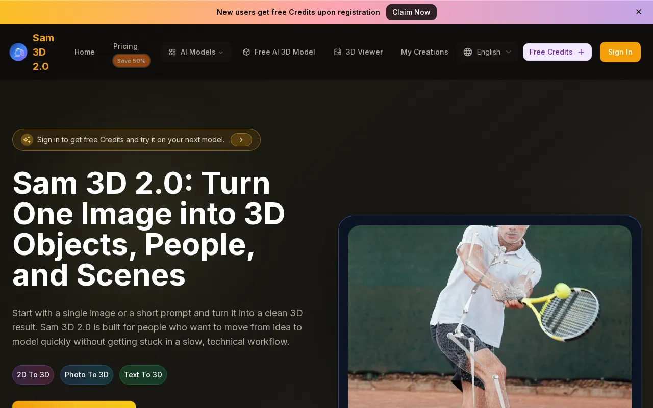 Sam 3D 2.0 — preview screenshot