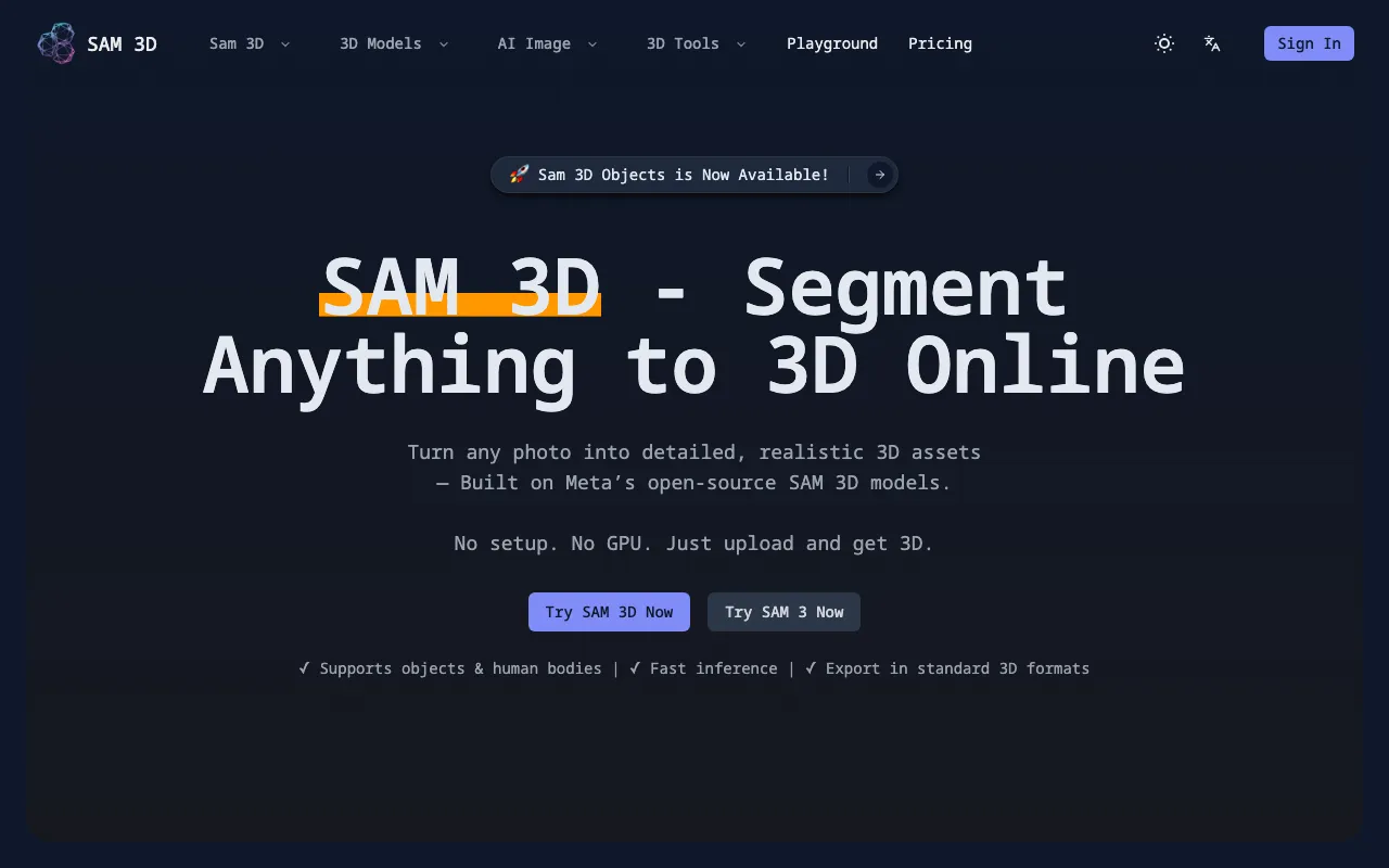SAM 3D — preview screenshot