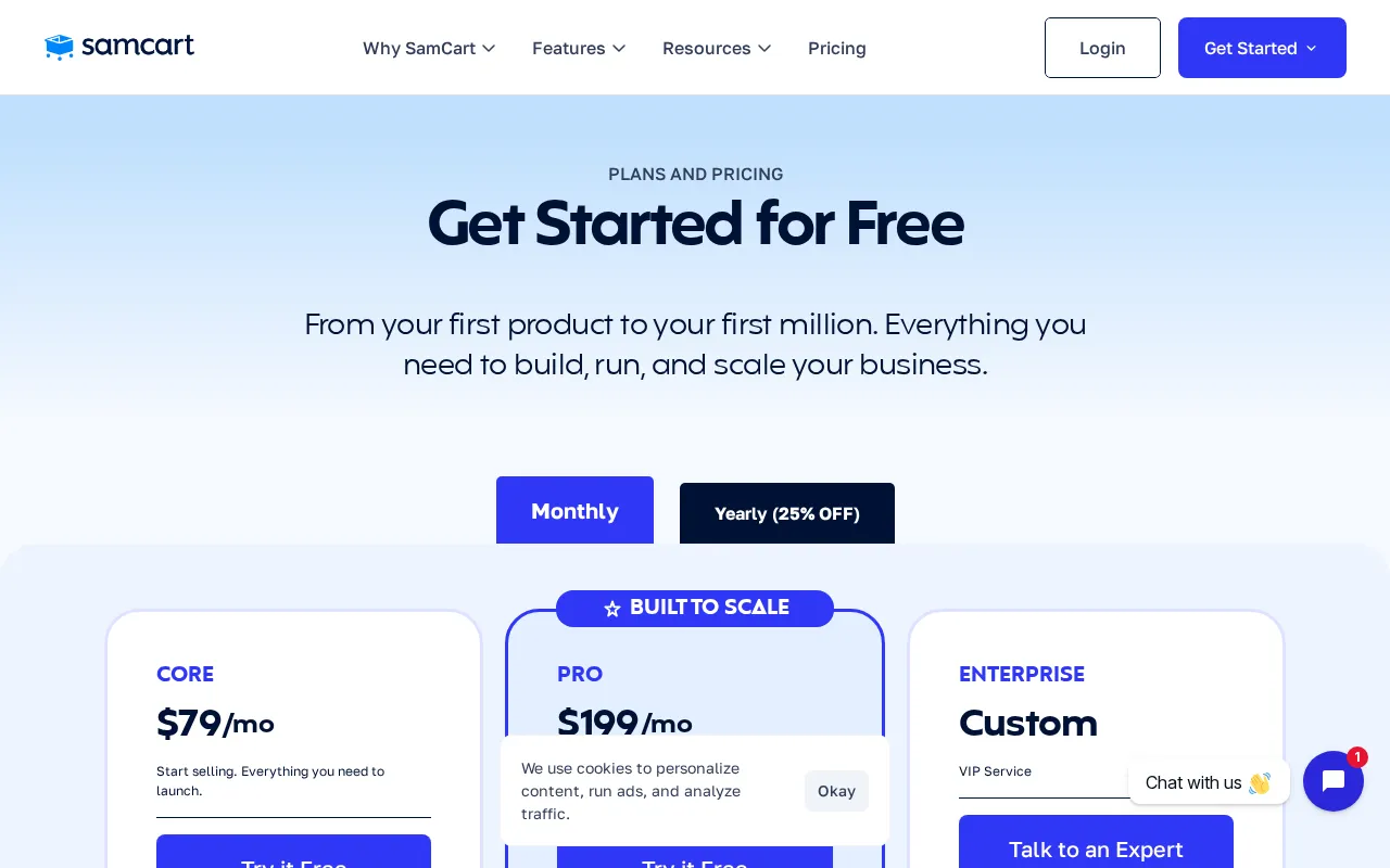 Samcart — pricing page