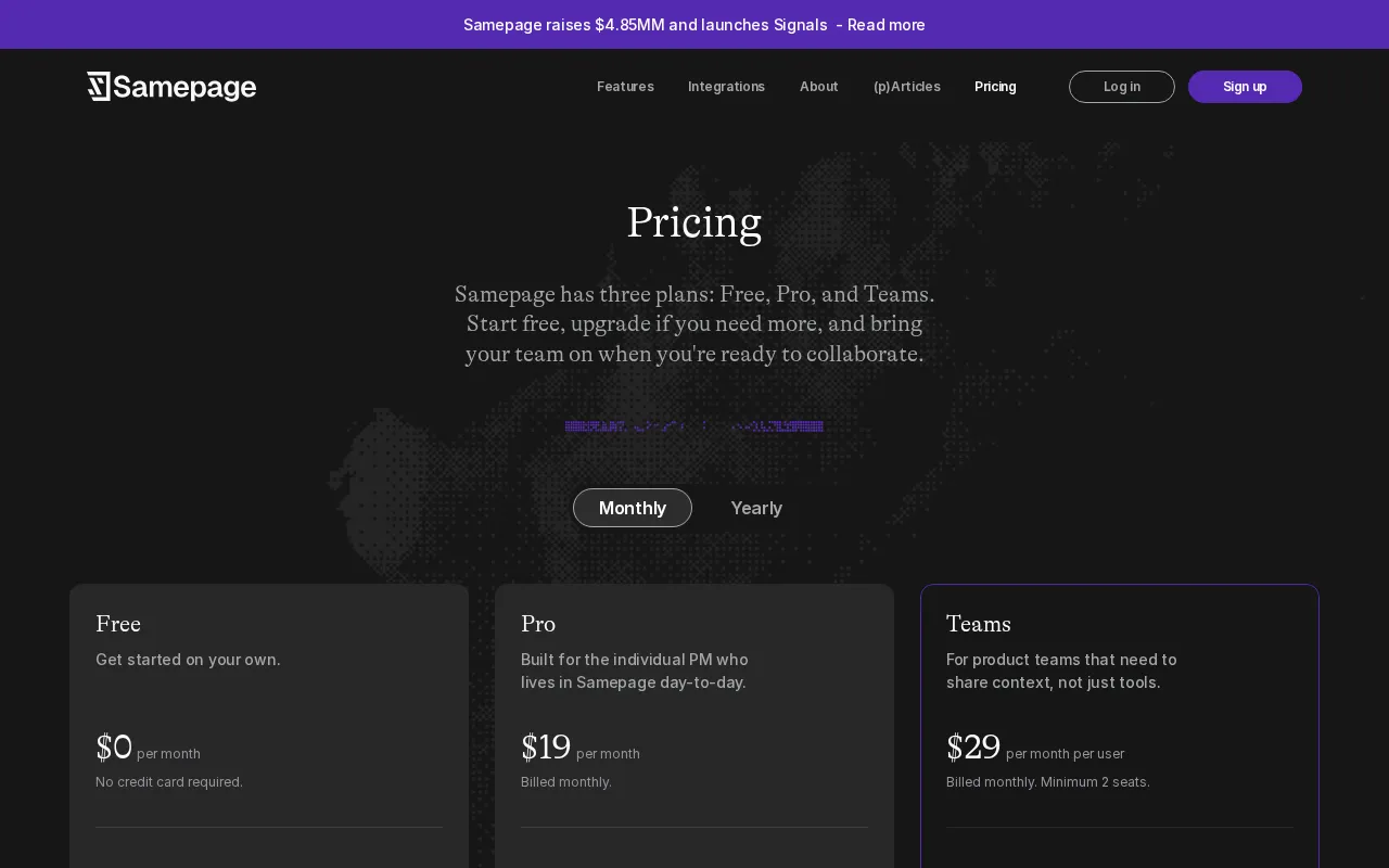 Samepage Signals — pricing page