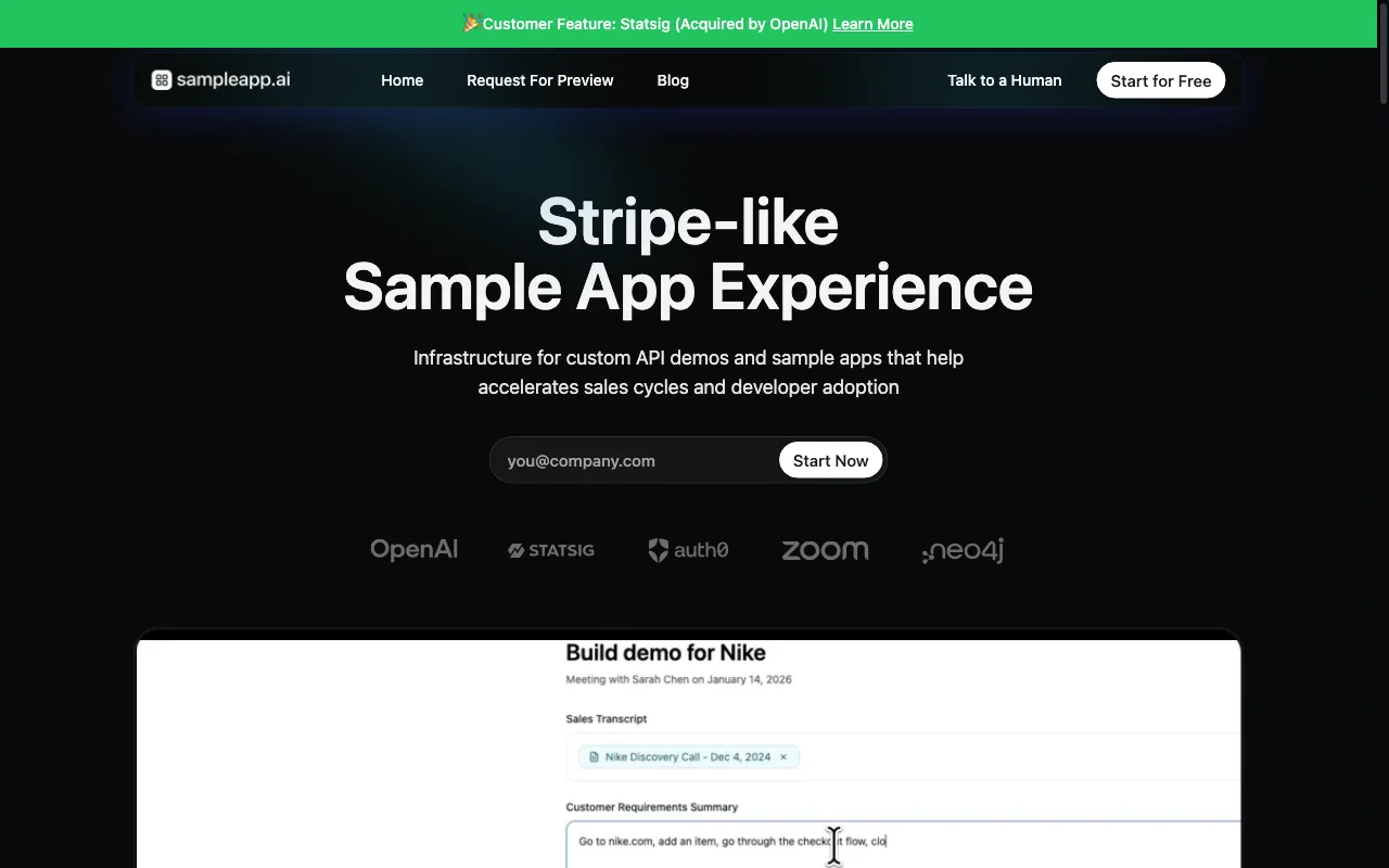 sampleapp.ai — preview screenshot