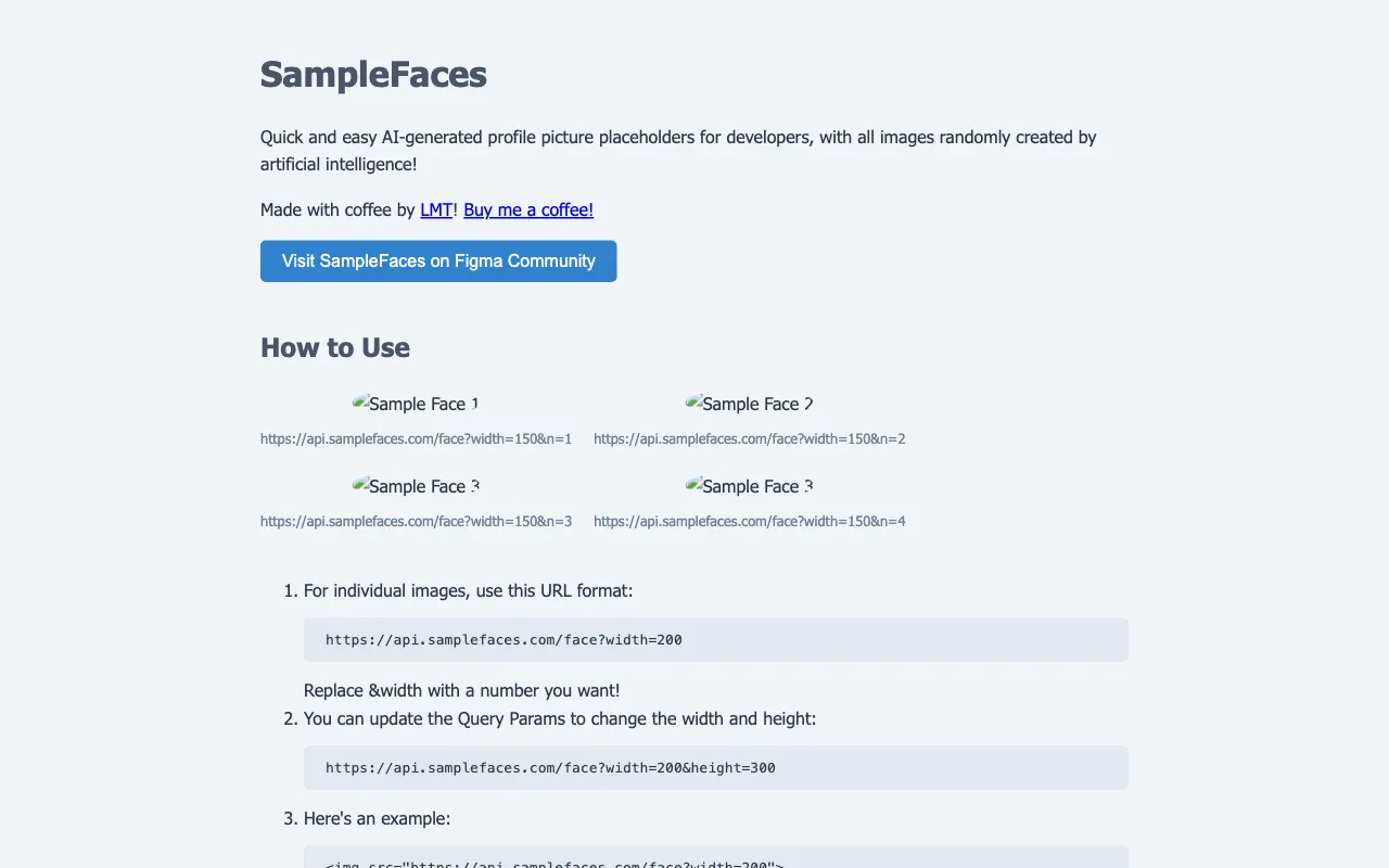 SampleFaces.com — preview screenshot