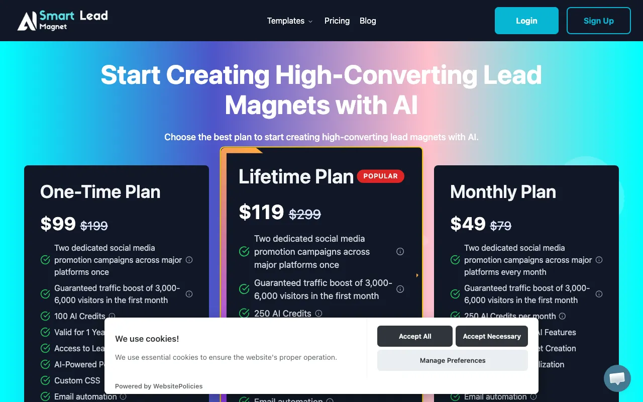 SmartLeadMagnet — pricing page