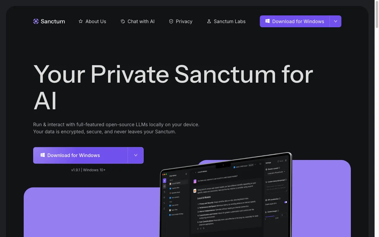 Sanctum AI — preview screenshot