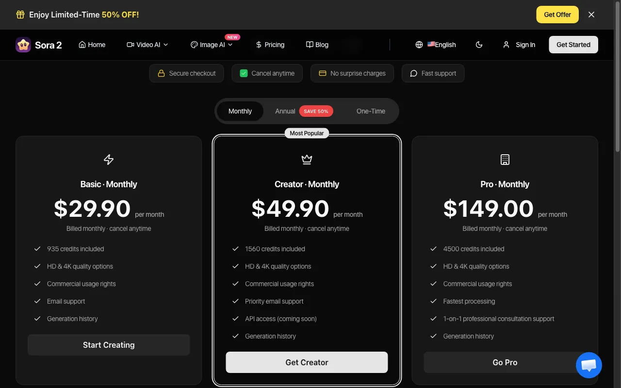 Saro 2 — pricing page