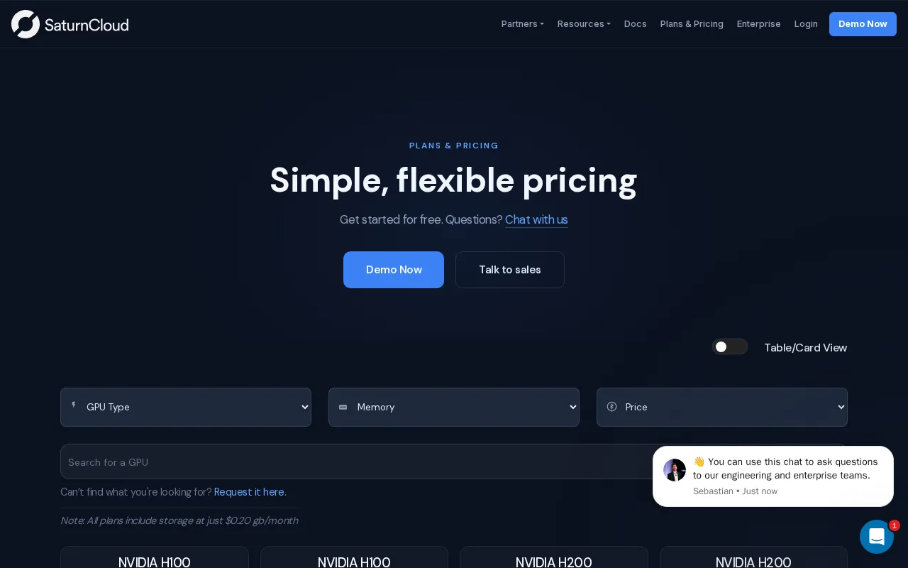 Saturn Cloud — pricing page