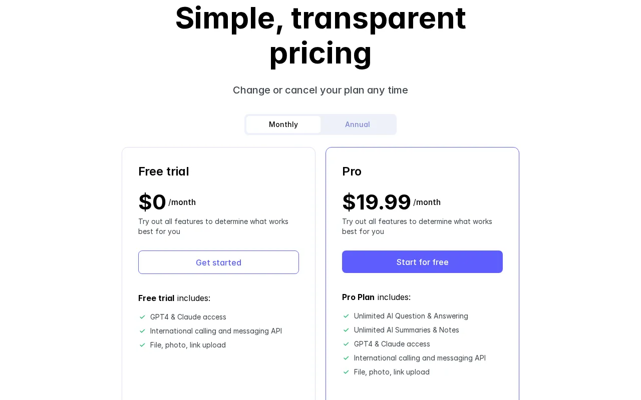 Saya — pricing page