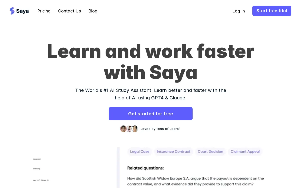 Saya — preview screenshot