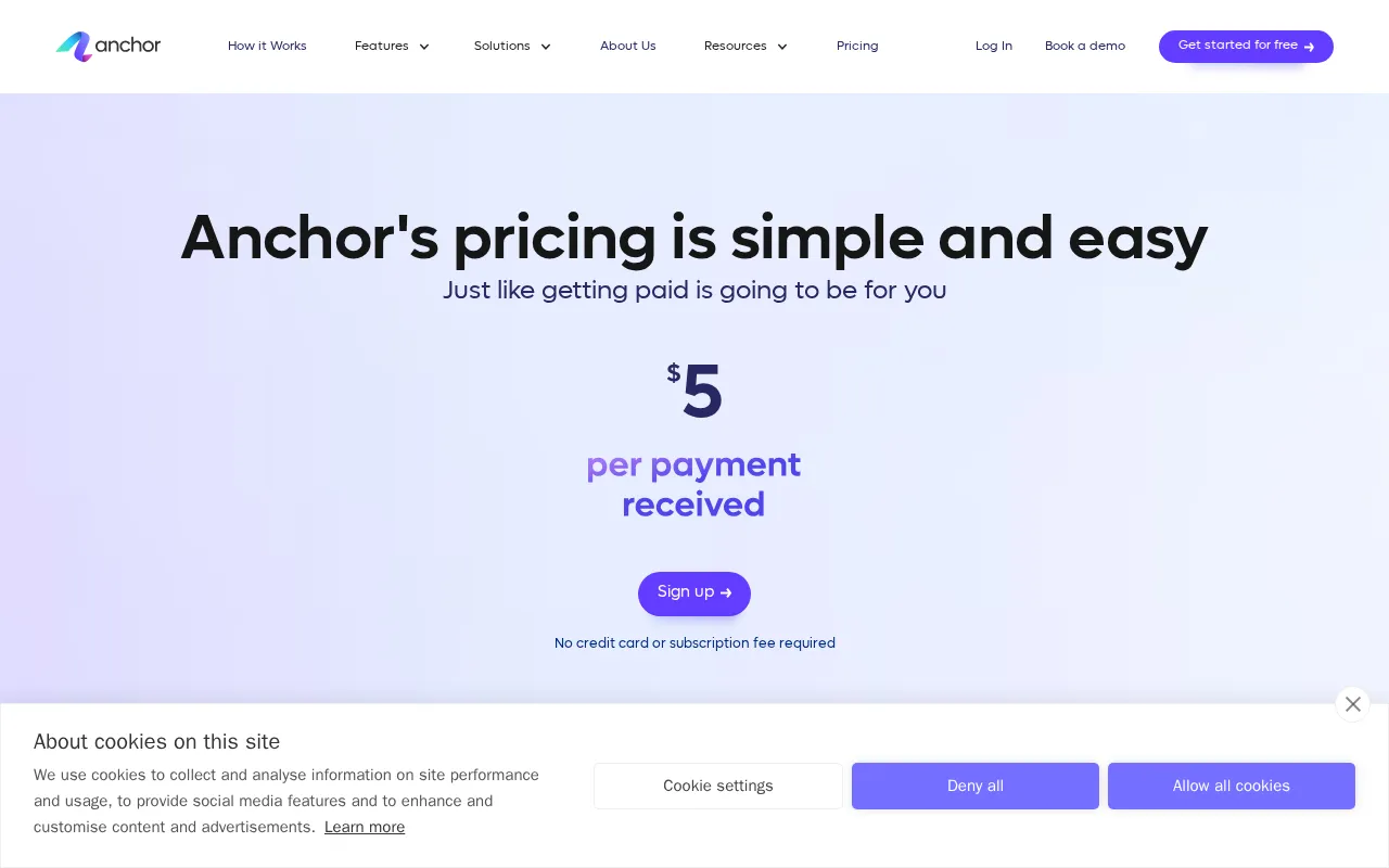 Sayanchor — pricing page