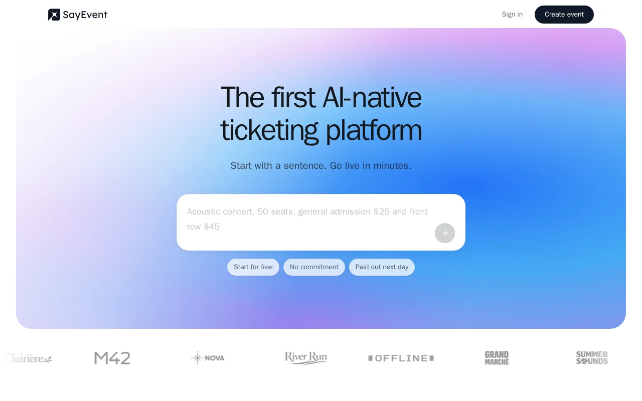 SayEvent — preview screenshot