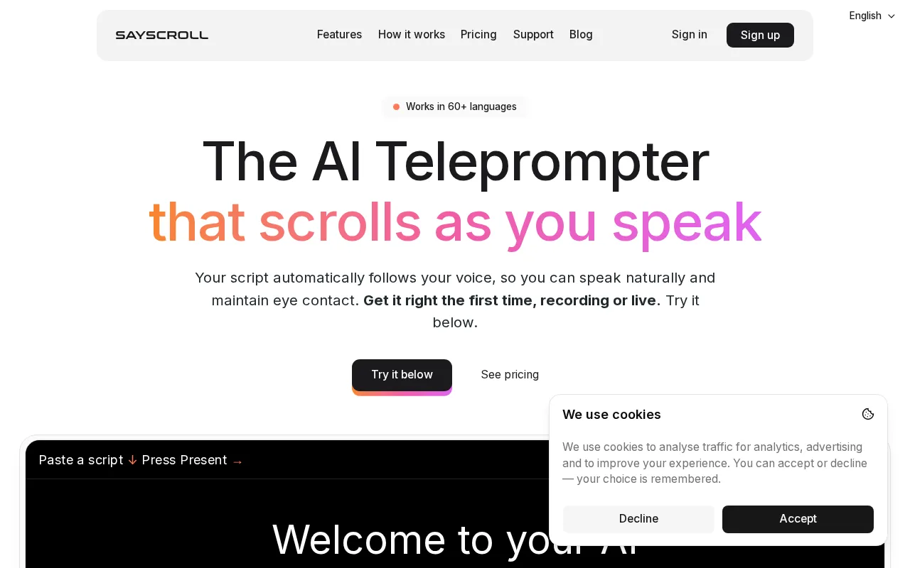 Sayscroll — preview screenshot