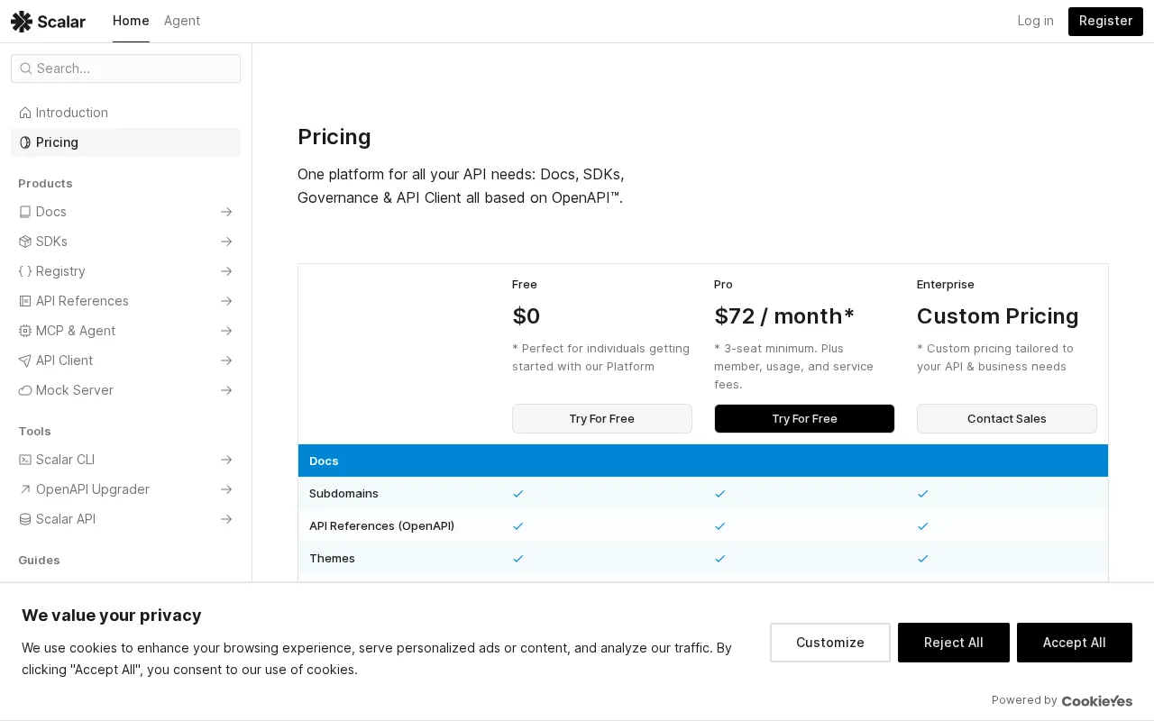 Scalar — pricing page