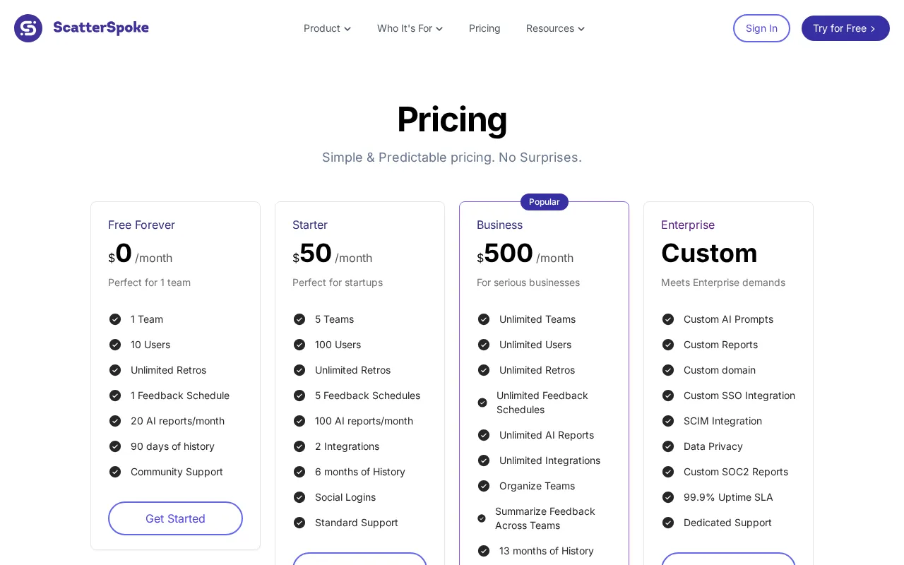 ScatterSpoke — pricing page