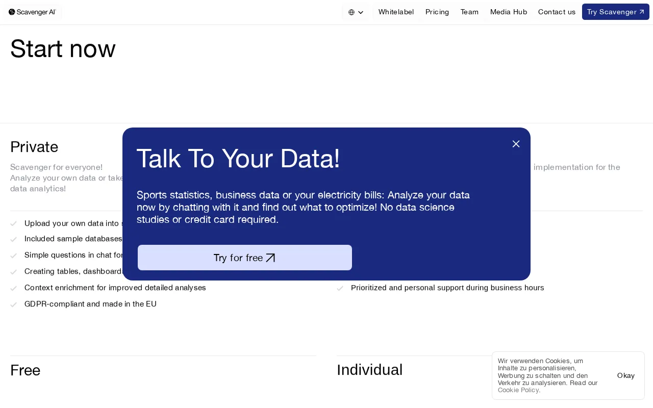 Scavenger AI — pricing page