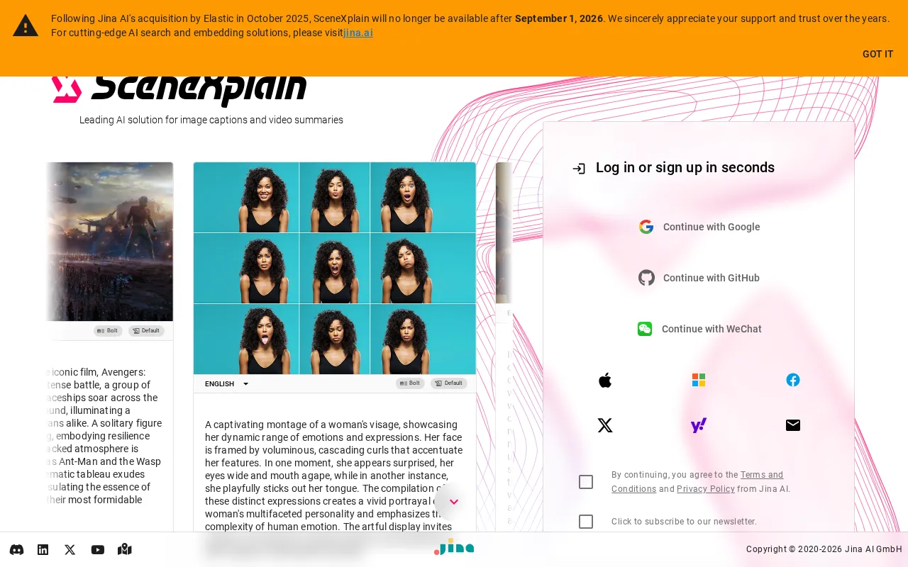 SceneXplain — preview screenshot