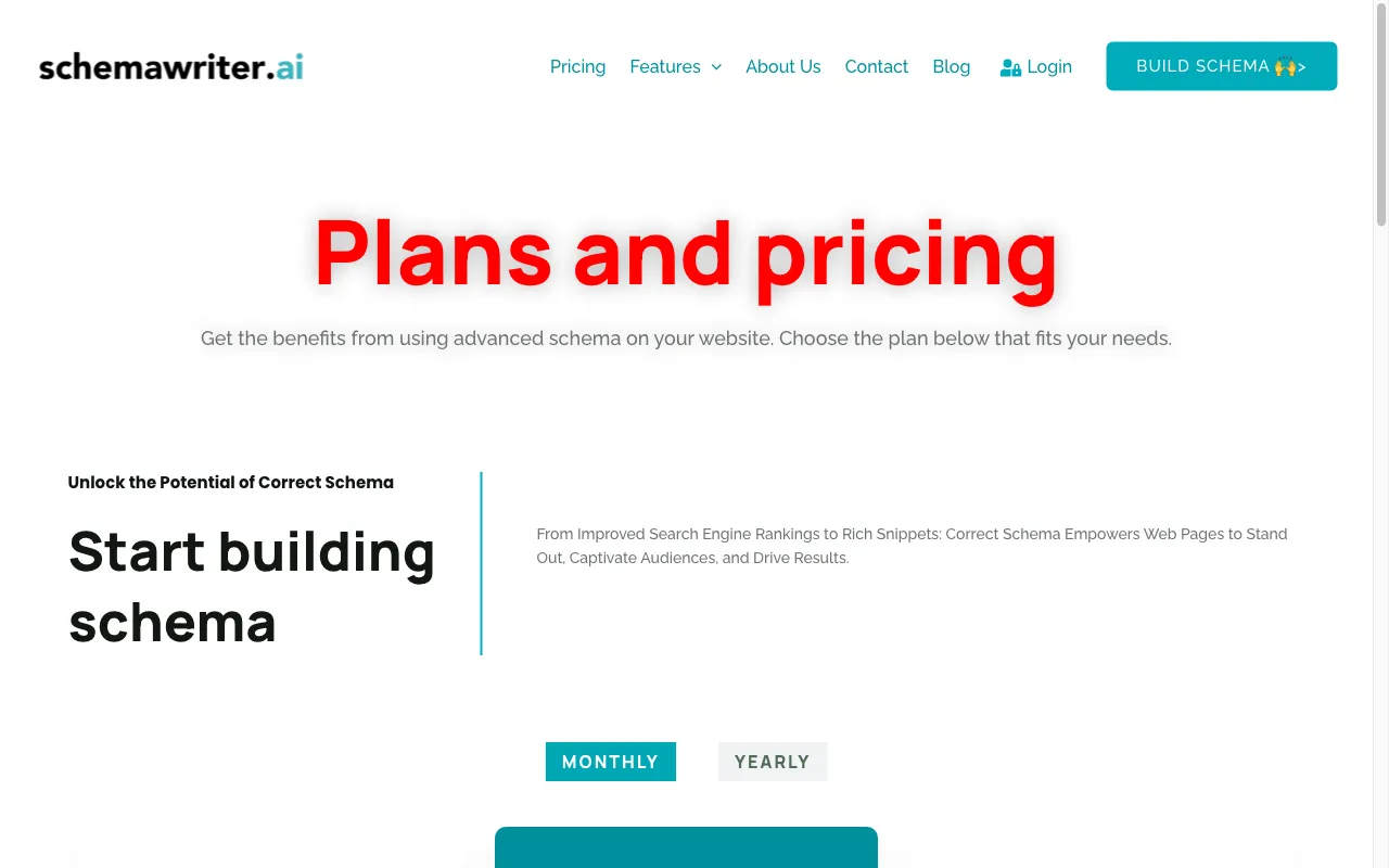 Schemawriter.ai — pricing page