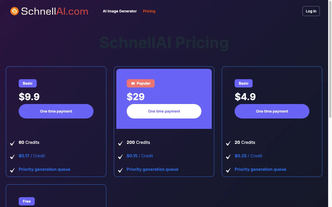 SchnellAI — pricing page