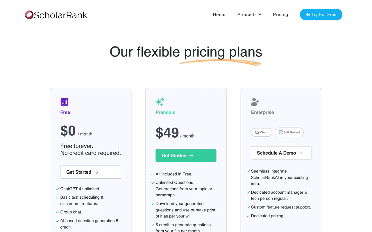 ScholarRank — pricing page