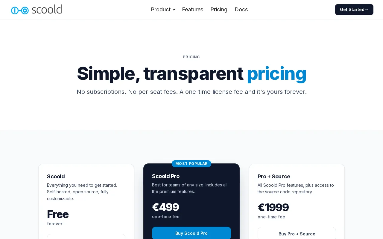 Scoold — pricing page