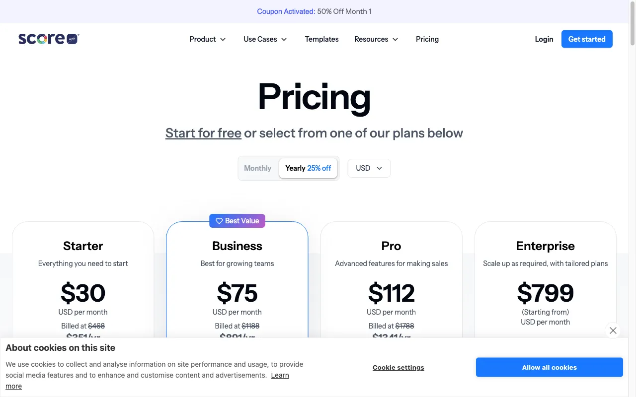 ScoreApp: Advanced Quiz Funnel Marketing — pricing page