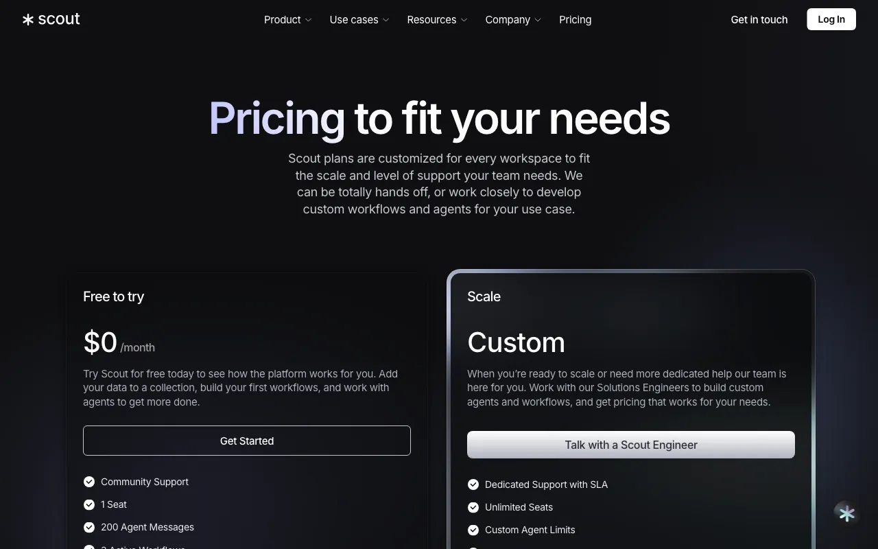 Scout — pricing page
