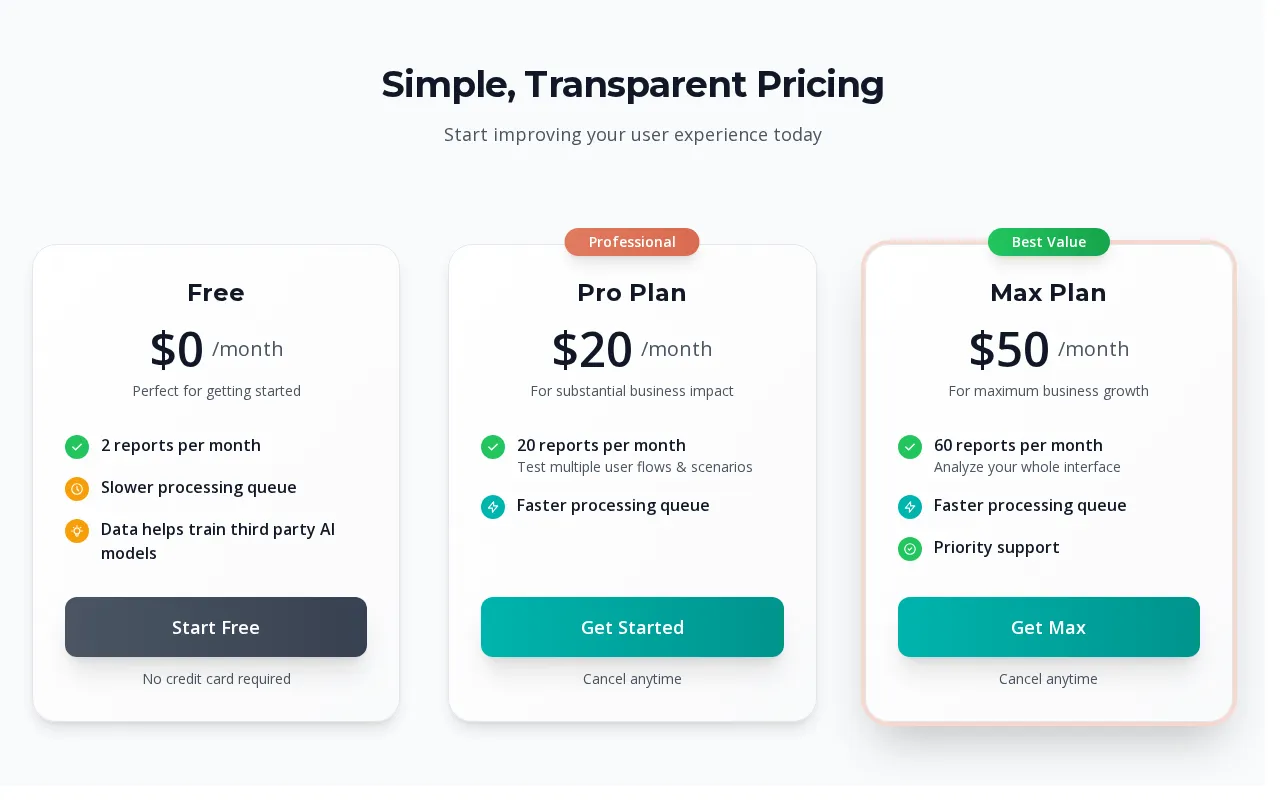 ScoutUX — pricing page