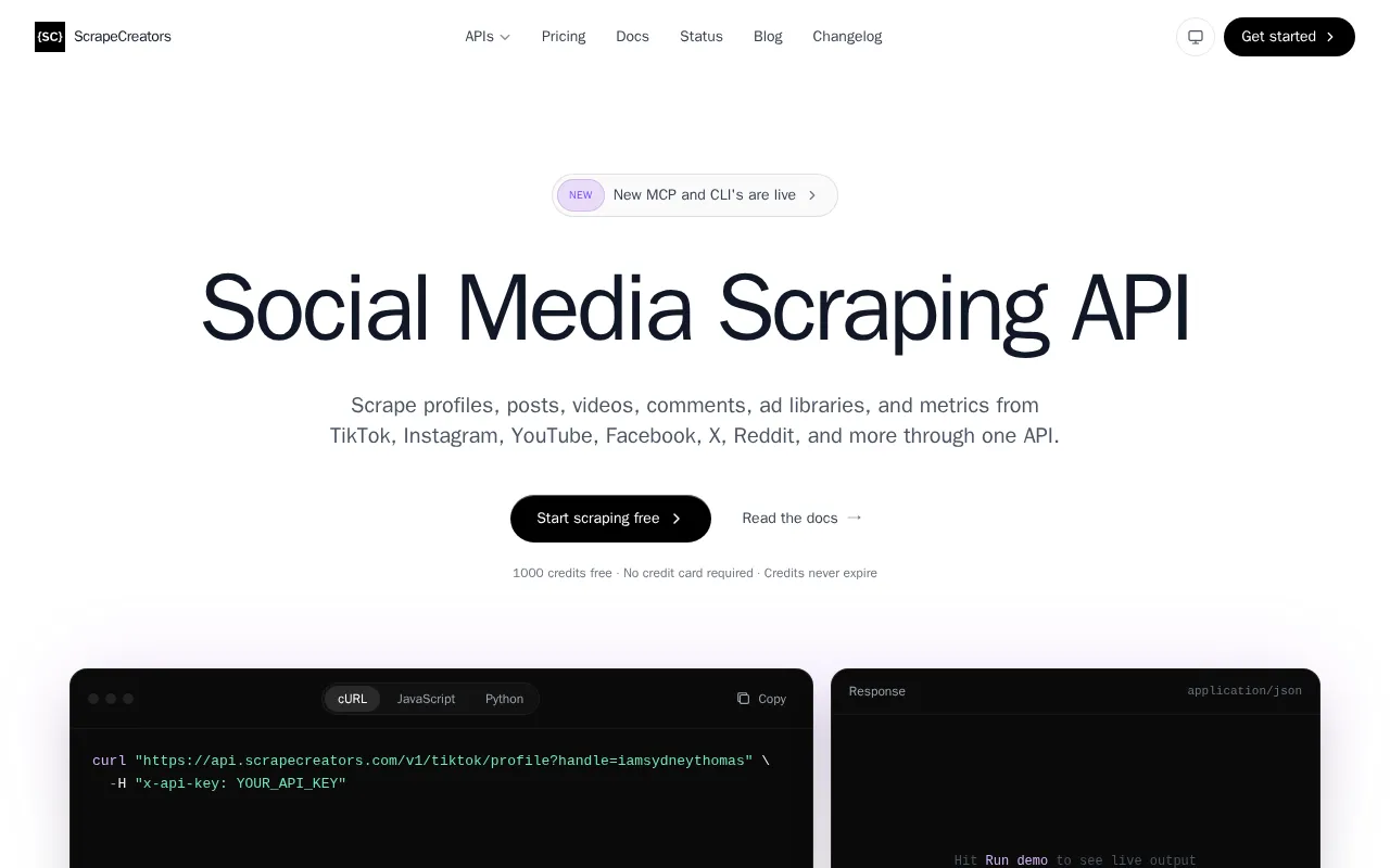 Scrapecreators — preview screenshot
