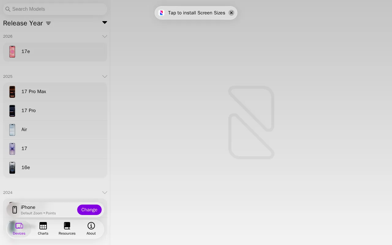 Screen Sizes — preview screenshot