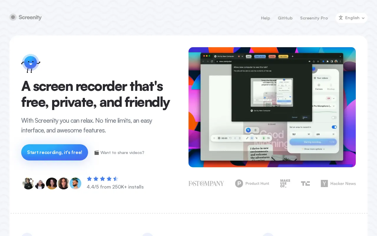 Screenity — pricing page