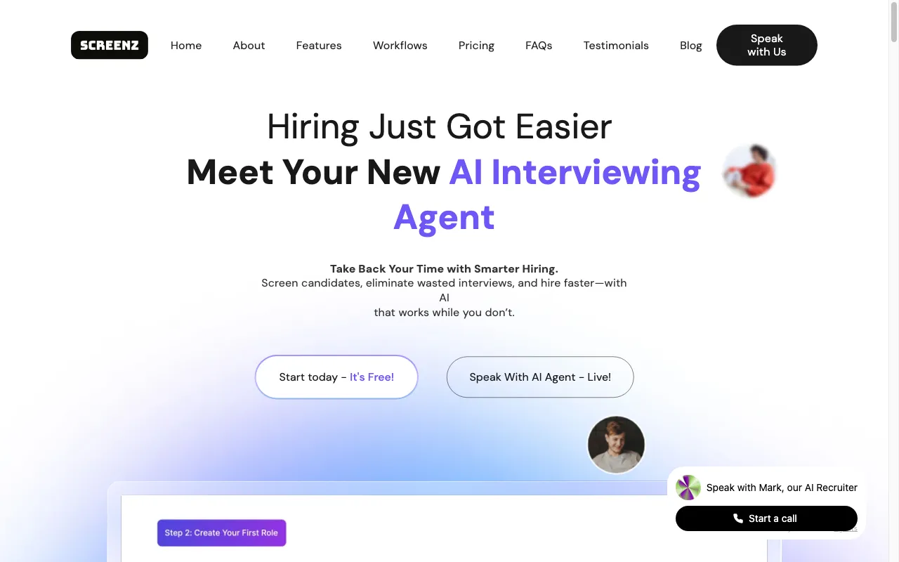 Screenz Live AI Recruiter Interviews — preview screenshot