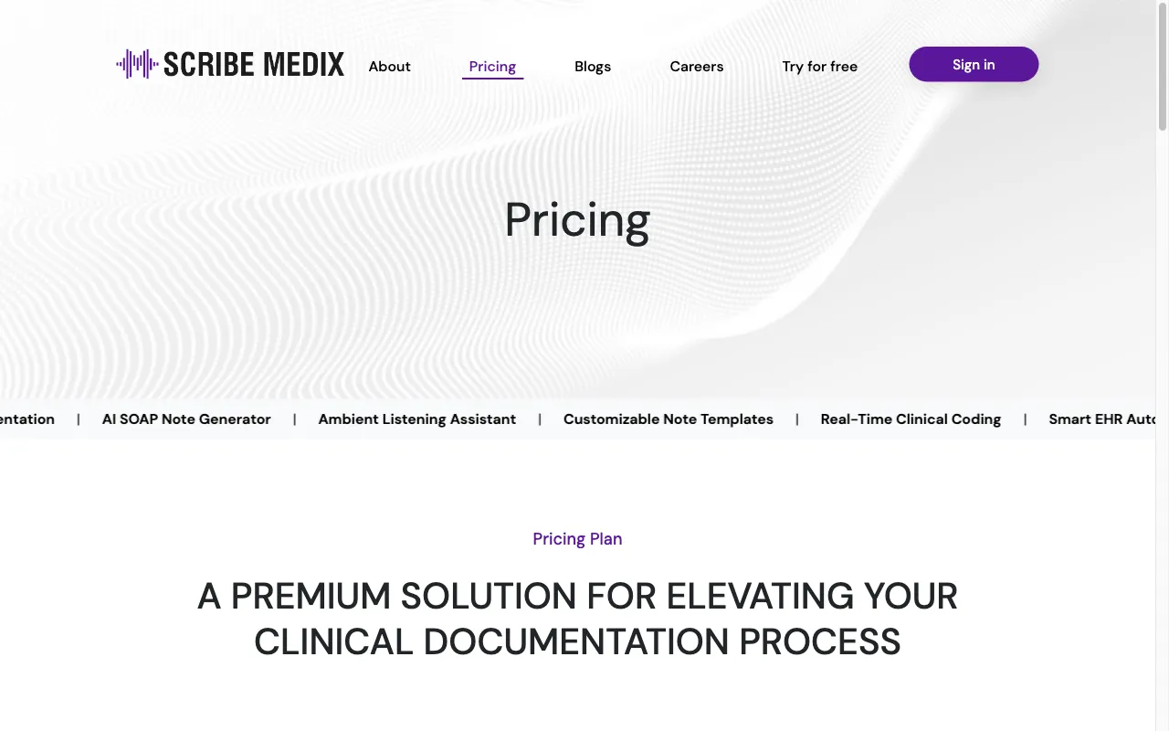 Scribe Medix — pricing page