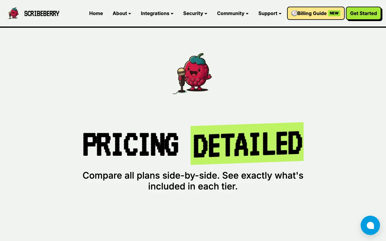 ScribeBerry — pricing page